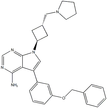 5-(3-Benzyloxyphenyl)-7-[trans-3-[(pyrrolidin-1-yl)methyl]cyclobutyl]-7H-pyrrolo[2,3-d]pyrimidin-4-amine CAS#: 475488-23-4