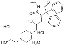 1-(4-(2-Hydroxyethyl)-1-piperazine-2-propanolo)-3-ethyl-5,5-diphenylhy dantoin 2HCl hydrate CAS#: 110465-03-7