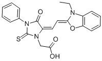 1-CARBOXYMETHYL-3-PHENYL-5-(2-(3-ETHYL-2-BENZOXAZOLINYLIDENE)-ETHYLIDENE)-THIOHYDANTOIN CAS#: 13350-41-9