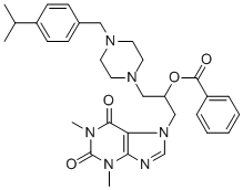 1-Piperazineethanol, alpha-(1,3-dimethyl-7-xanthinylmethyl)-4-(p-isopr opylbenzyl)-, benzoate (ester) CAS#: 19977-12-9