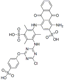 1-amino-4-[[3-[[4-chloro-6-(4-sulphophenoxy)-1,3,5-triazin-2-yl]amino]-2,4,6-trimethyl-5-sulphophenyl]amino]-9,10-dihydro-9,10-dioxoanthracene-2-sulphonic acid CAS#: 25965-91-7
