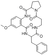 1,2,3,5,6,7,8,9,10,11,12,17,18,18a-Tetradecahydro-10-benzyl-14-methoxypyrrolo[1,2-a][1,4,8,11]benzotetraazacyclotetradecine-5,9,12,18-tetrone CAS#: 29123-52-2