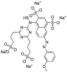 1,3-Naphthalenedisulfonic acid, 7-4-4,6-bis(3-sulfopropyl)thio-1,3,5-triazin-2-ylamino-3-methoxyphenylazo-, tetrasodium salt CAS#: 214559-61-2