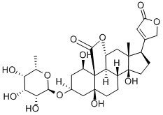 3β-[(6-Deoxy-α-L-talopyranosyl)oxy]-1β,5,11α,14β,21-pentahydroxy-24-nor-5β-chol-20(22)-ene-19,23-dioic acid di-γ-lactone CAS#: 15381-57-4