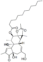 (1aR)-1,1aα,1bβ,4,4a,7aα,7b,8,9,9a-Decahydro-3-hydroxymethyl-5-oxo-1,1,6,8α-tetramethyl-5H-cyclopropa[3,4]benz[1,2-e]azulene-4aβ,7bα,9α,9aβ-tetrol 9-acetate 9a-laurate CAS#: 16675-05-1