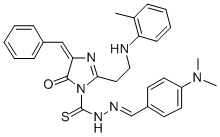 1H-Imidazole-1-carbothioic acid, 4,5-dihydro-2-(2-((2-methylphenyl)ami no)ethyl)-5-oxo-4-(phenylmethylene)-, ((4-(dimethylamino)phenyl)methyl ene)hydrazide CAS#: 109901-84-0