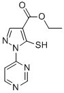1H-PYRAZOLE-4-CARBOXYLIC ACID, 5-MERCAPTO-1-(4-PYRIMIDINYL)-, ETHYL ESTER CAS#: 105877-69-8