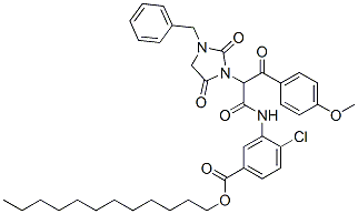2-(1-Benzyl-2,4-dioxoimidazolidin-3-yl)-2'-chloro-5'-(dodecyloxycarbonyl)-2-(4-methoxybenzoyl)acetanilide CAS#: 111285-72-4
