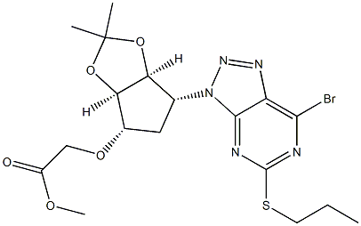 2-[[(3aR,4S,6R,6aS)-6-[7-Bromo-5-(propylthio)-3H-1,2,3-triazolo[4,5-d]pyrimidin-3-yl]tetrahydro-2,2-dimethyl-4H-cyclopenta-1,3-dioxol-4-yl]oxy]-acetic acid methyl ester CAS#: 274693-24-2