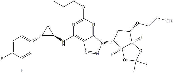 2-[[(3aS,4R,6S,6aR)-4-[7-[[(1R,2S)-2-(3,4-Difluorophenyl)cyclopropyl]amino]-5-(propylthio)-3H-[1,2,3]triazolo[4,5-d]pyrimidin-3-yl]-2,2-dimethyl-tetrahydro-3aH-cyclopenta[d][1,3]dioxol-6-yl]oxy]ethanol CAS#: 274693-26-4