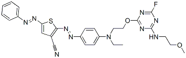2-[[4-[Ethyl[2-[[4-fluoro-6-[(2-methoxyethyl)amino]-s-triazine-2-yl]oxy]ethyl]amino]phenyl]azo]-5-(phenylazo)thiophene-3-carbonitrile CAS#: 113969-08-7