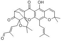 2-Butenal, 2-methyl-4-[3a,4,5,7-tetrahydro-8-hydroxy-3,3,11,11-tetramethyl-13-(3-methyl-2-butenyl)-7,15-dioxo-1,5-methano-1H,3H,11H-furo[3,4-g]pyrano[3,2-b]xanthen-1-yl]-, [1R-[1alpha,1(Z),3abeta,5alpha,14aS*]]- CAS#: 1183-12-6