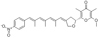 (+)-2-Methoxy-3,5-dimethyl-6-[4-[7-(4-nitrophenyl)-2,4,6-trimethyl-2,4,6-heptatrienylidene]tetrahydrofuran-2-yl]-4H-pyran-4-one CAS#: 28900-27-8