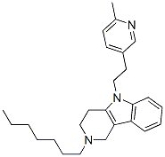 2,3,4,5-Tetrahydro-2-heptyl-5-[2-(6-methyl-3-pyridyl)ethyl]-1H-pyrido[4,3-b]indole CAS#: 20771-48-6