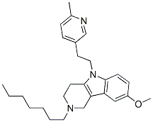 2,3,4,5-Tetrahydro-2-heptyl-8-methoxy-5-[2-(6-methyl-3-pyridyl)ethyl]-1H-pyrido[4,3-b]indole CAS#: 20771-50-0