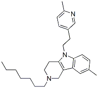 2,3,4,5-Tetrahydro-2-heptyl-8-methyl-5-[2-(6-methyl-3-pyridyl)ethyl]-1H-pyrido[4,3-b]indole CAS#: 20771-49-7