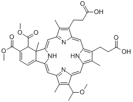 23H,25H-Benzo[b]porphine-9,13-dipropanoic acid, 4,4a-dihydro-3,4-bis(methoxycarbonyl)-18-(1-methoxyethyl)-4a,8,14,19-tetramethyl- CAS#: 250230-53-6
