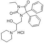 2,4-Imidazolidinedione, 5,5-diphenyl-3-ethyl-1-(2-hydroxy-3-(1-piperid inyl)propyl)-, monohydrochloride CAS#: 110427-55-9