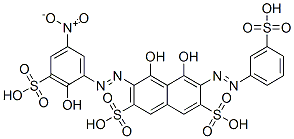 2,7-Naphthalenedisulfonic acid,4,5-dihydroxy-3-[(2-hydroxy-5-nitro-3-sulfophenyl)azo]-6-[(3-sulfophenyl)azo]- CAS#: 26069-45-4