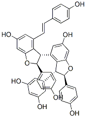 (2S,2'R,3S,3'R)-3'-(3,5-Dihydroxyphenyl)-2,2',3,3'-tetrahydro-2,2'-bis(4-hydroxyphenyl)-4-[2-(4-hydroxyphenyl)ethenyl][3,4'-bibenzofuran]-6,6'-diol CAS#: 109605-83-6