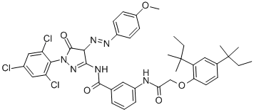 3-[[2-[2,4-Bis(2-methylbutan-2-yl)phenoxy]acetyl]amino]-N-[4,5-dihydro-4-(4-methoxyphenyl)diazenyl-5-oxo-1-(2,4,6-trichlorophenyl)-4H-pyrazol-3-yl]benzamide CAS#: 28279-36-9