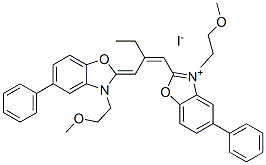 3-(2-methoxyethyl)-2-[2-[[3-(2-methoxyethyl)-5-phenyl-3H-benzoxazol-2-ylidene]methyl]but-1-enyl]-5-phenylbenzoxazolium iodide CAS#: 13416-17-6