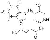 3-[3-(3-Carboxypropionyl)ureido]-2-methoxypropyl(1,2,3,6-tetrahydro-1,3-dimethyl-2,6-dioxo-7H-purin-7-yl)mercury(II) CAS#: 113-50-8