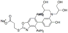 3-[[5-[[3-[Bis(2,3-dihydroxypropyl)amino]-4-hydroxyphenyl]diarsenyl]benzoxazol-2-yl]thio]propionic acid sodium salt CAS#: 2921-50-8