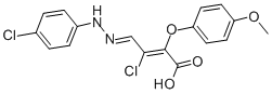 3-CHLORO-4-[2-(4-CHLOROPHENYL)HYDRAZONO]-2-(4-METHOXYPHENOXY)BUT-2-ENOIC ACID CAS#: 220088-44-8