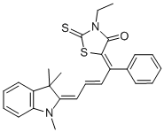 3-ETHYL-5-[(E,2E)-1-PHENYL-4-(1,3,3-TRIMETHYL-1,3-DIHYDRO-2H-INDOL-2-YLIDENE)-2-BUTENYLIDENE]-2-THIOXO-1,3-THIAZOLIDIN-4-ONE CAS#: 14664-55-2
