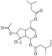 3-Methylvaleric acid 6-acetyloxy-4a,5,6,7a-tetrahydro-4-[(3-methyl-1-oxobutoxy)methyl]spiro[cyclopenta[c]pyran-7(1H),2'-oxiran]-1-yl ester CAS#: 18361-41-6