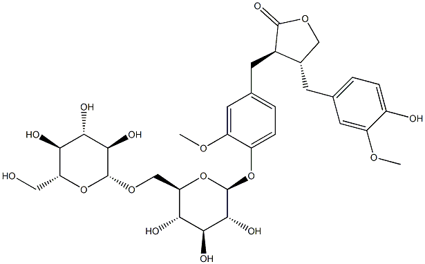 (3R-trans)-3-[[4-[(6-O-beta-D-Glucopyranosyl-beta-D-glucopyranosyl)oxy]-3-methoxyphenyl]methyl]dihydro-4-[(4-hydroxy-3-methoxyphenyl)methyl]-2(3H)-furanone CAS#: 106647-14-7