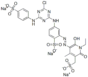 4-[4-Chloro-6-(4-sulfoanilino)-1,3,5-triazin-2-ylamino]-2-(1-ethyl-2-hydroxy-4-methyl-6-oxo-5-sulfomethyl-1,6-dihydropyridin-3-ylazo)benzenesulfonic acid trisodium salt CAS#: 106359-90-4