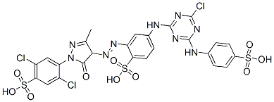 4-[[4-chloro-6-[(4-sulphophenyl)amino]-1,3,5-triazin-2-yl]amino]-2-[[1-(2,5-dichloro-4-sulphophenyl)-4,5-dihydro-3-methyl-5-oxo-1H-pyrazol-4-yl]azo]benzenesulphonic acid CAS#: 16893-48-4