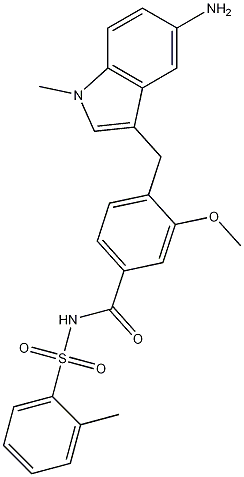 4-[(5-Amino-1-methyl-1H-indol-3-yl)methyl]-3-methoxy-N-[(2-methylphenyl)sulfonyl]benzamide CAS#: 219583-10-5