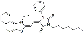 5-[(1-ethylnaphtho[1,2-d]thiazol-2(1H)-ylidene)ethylidene]-3-heptyl-1-phenyl-2-thioxoimidazolidin-4-one CAS#: 15664-19-4