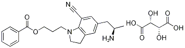 5-[(2R)-2-Aminopropyl]-1-[3-(benzoyloxy)propyl]-2,3-dihydro-1H-indole-7-carbonitrile (2R,3R)-2,3-dihydroxybutanedioate CAS#: 239463-85-5