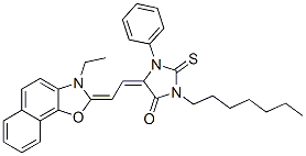 5-[(3-ethylnaphth[2,1-d]oxazol-2(3H)-ylidene)ethylidene]-3-heptyl-1-phenyl-2-thioxoimidazolidin-4-one CAS#: 13242-16-5