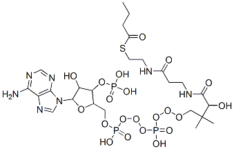 [5-(6-aminopurin-9-yl)-2-[[[[3-[2-(2-butanoylsulfanylethylcarbamoyl)ethylcarbamoyl]-3-hydroxy-2,2-dimethyl-propoxy]-hydroxy-phosphoryl]oxy-hydroxy-phosphoryl]oxymethyl]-4-hydroxy-oxolan-3-yl]oxyphosphonic acid CAS#: 2140-48-9