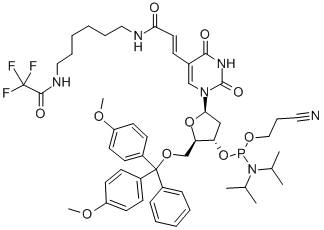 5-[E-2-[N-[6-(TRIFLUOROACETAMIDO)HEXYL]CARBOXAMIDO]VINYL]-5'- O-(4,4'-DIMETHOXYTRITYL)-2'-DEOXYURIDINE, 3'-[(2-CYANOETHYL)-(N,N-DIISOPROPYL)]PHOSPHORAMIDITE CAS#: 210534-16-0