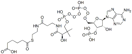 6-[2-[3-[[(2R)-4-[[[(2R,3S,4R,5R)-5-(6-aminopurin-9-yl)-4-hydroxy-3-phosphonooxyoxolan-2-yl]methoxy-hydroxyphosphoryl]oxy-hydroxyphosphoryl]oxy-2-hydroxy-3,3-dimethylbutanoyl]amino]propanoylamino]ethylsulfanyl]-6-oxohexanoic acid CAS#: 25119-42-0