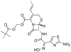 (6R,7R)-7-[[(2-Amino-4-thiazolyl)[(Z)-hydroxyimino]acetyl]amino]-8-oxo-3-[(Z)-1-propenyl]-5-thia-1-azabicyclo[4.2.0]oct-2-ene-2-carboxylic acid (2,2-dimethyl-1-oxopropoxy)methyl ester CAS#: 107888-51-7