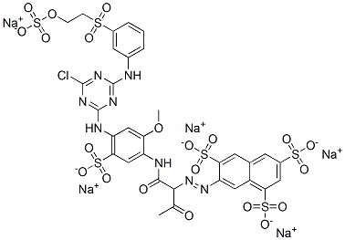 7-[1-[N-[4-[4-Chloro-6-[3-[2-(sulfooxy)ethylsulfonyl]anilino]-1,3,5-triazin-2-ylamino]-2-methoxy-5-sulfophenyl]carbamoyl]-2-oxopropylazo]-1,3,6-naphthalenetrisulfonic acid pentasodium salt CAS#: 105936-57-0