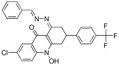 7-Chloro-10-hydroxy-3-[4-(trifluoromethyl)phenyl]-1-[(benzylideneamino )imino]-1,3,4,10-tetrahydro-9(2H)-acridinone CAS#: 102192-66-5