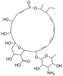 (7E,13E,15E,17E,19E)-21-(4-amino-3,5-dihydroxy-6-methyl-oxan-2-yl)oxy-12-ethyl-1,3,5,25-tetrahydroxy-11-methyl-9-oxo-10,27-dioxabicyclo[21.3.1]heptacosa-7,13,15,17,19-pentaene-24-carboxylic acid CAS#: 11076-50-9