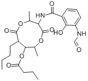 8-butyl-3-(3-formamido-2-hydroxybenzamido)-2,6-dimethyl-4,9-dioxo-1,5-dioxonan-7-yl butyrate CAS#: 27220-59-3