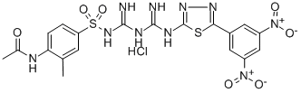 Acetamide, N-(4-(((((((5-(3,5-dinitrophenyl)-1,3,4-thiadiazol-2-yl)ami no)iminomethyl)amino)iminomethyl)amino)sulfonyl)-2-methylphenyl)-, mon ohydrochloride CAS#: 109193-30-8