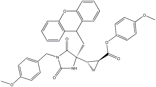Cyclopropanecarboxylic acid, 2-[(4R)-1-[(4-Methoxyphenyl)Methyl]-2,5-dioxo-4-(9H-xanthen-9-ylMethyl)-4-iMidazolidinyl]-, 4-Methoxyphenyl ester, (1S,2S)- CAS#: 201851-12-9