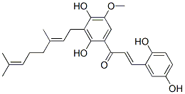 (E)-3-(2,5-Dihydroxyphenyl)-1-[3-[(2E)-3,7-dimethyl-2,6-octadienyl]-2,4-dihydroxy-5-methoxyphenyl]-2-propen-1-one CAS#: 18296-15-6