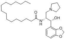 Hexadecanamide, N-[(1R,2R)-2-(1,3-benzodioxol-5-yl)-2-hydroxy-1-(1-pyrrolidinylmethyl)ethyl]- CAS#: 245329-80-0